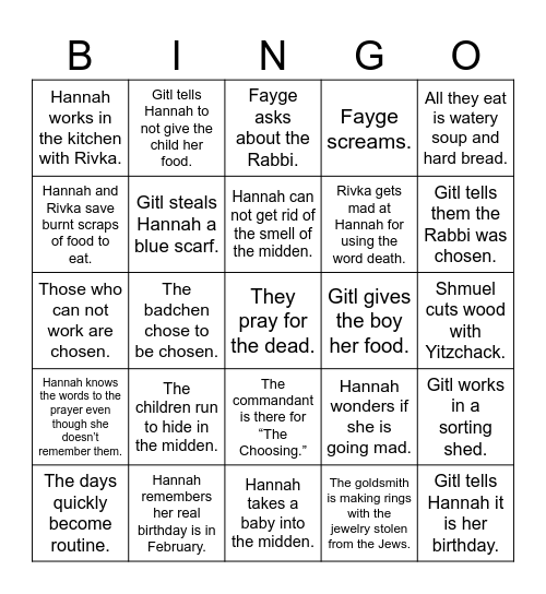 Chapter 15 Bingo Card