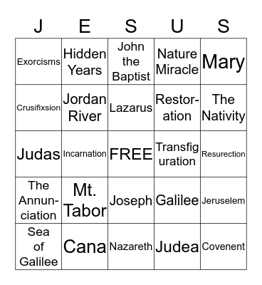 JESUS BINGO Card