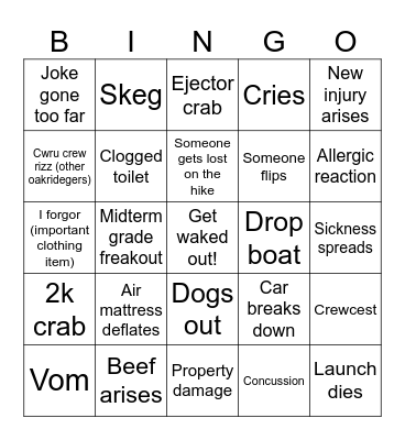 Spring Break bingo Card