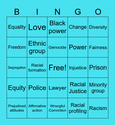 RACIAL JUSTICE Bingo Card