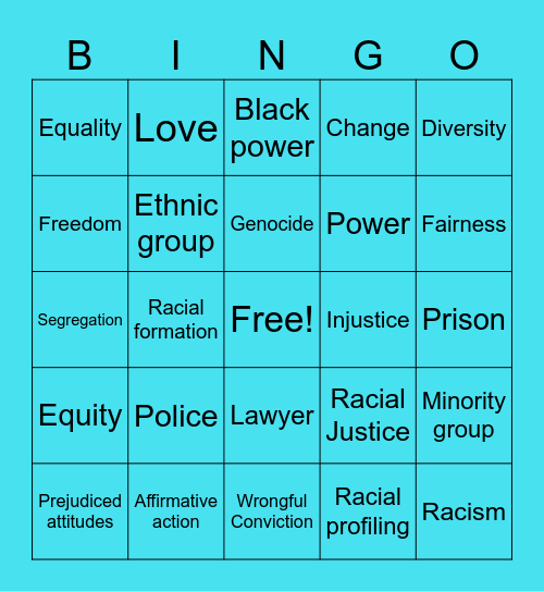RACIAL JUSTICE Bingo Card