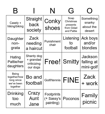Grandaddy Weekend Bingo Card
