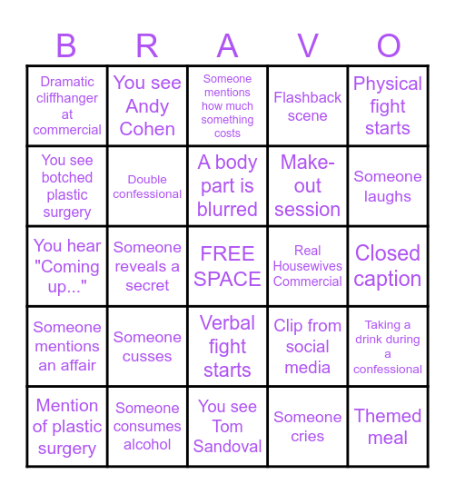 Bet's Bravo Bingo Card Bingo Card