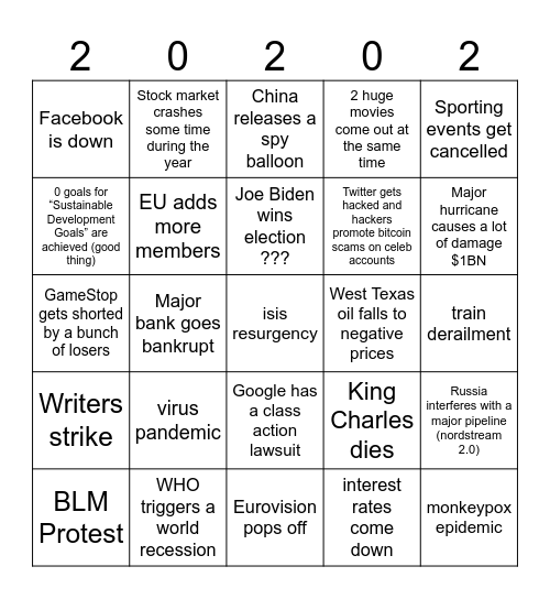 2020 repeat Bingo Card