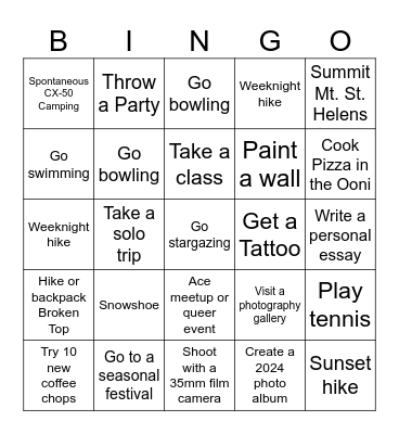 2024 Bingo Card