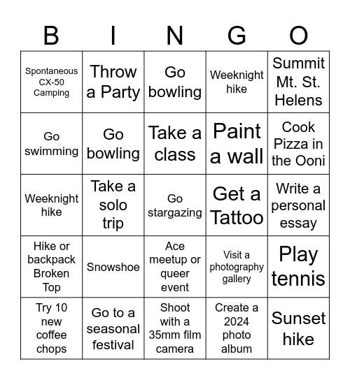 2024 Bingo Card