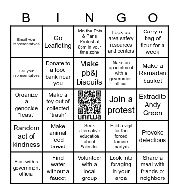 Food Flood Challenge Bingo Card