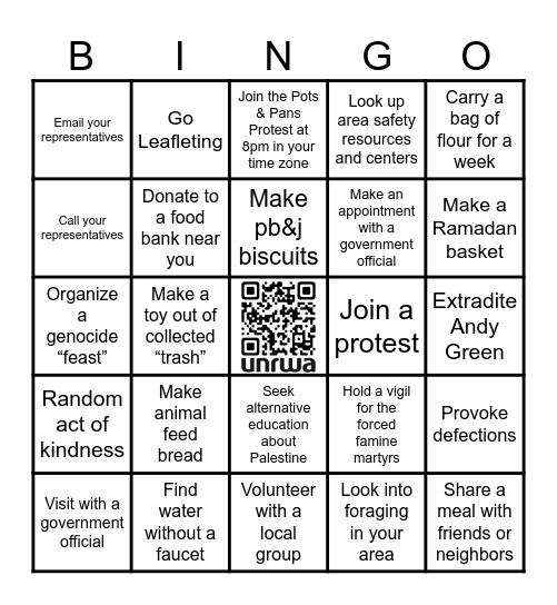 Food Flood Challenge Bingo Card