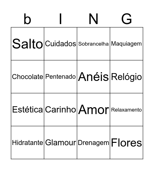 charmosa Bingo Card