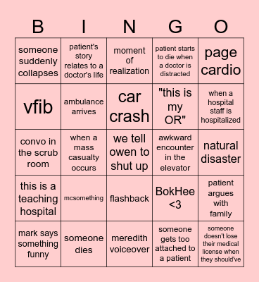 GAY ANATOMY Bingo Card