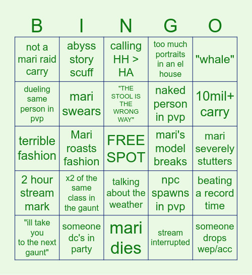 Mari Bingo 2024 Bingo Card