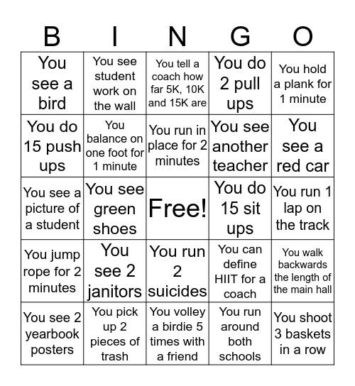 Run Club Bingo Card