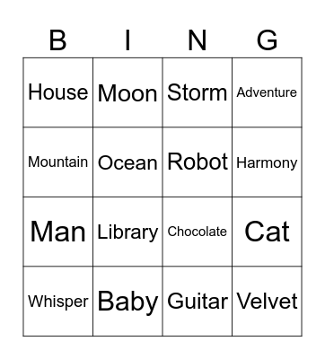 Inifinito Bingo Card