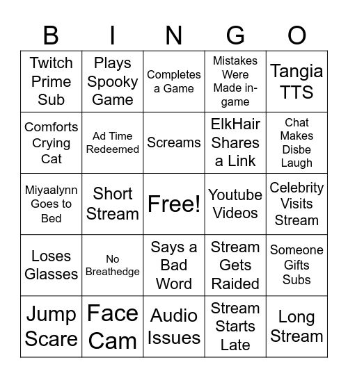 DisbeArex Bingo Card