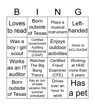BINGO Card