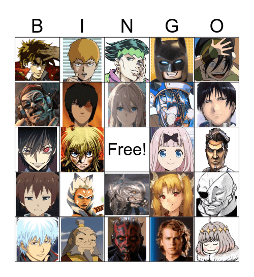 Fav characters bingo Card