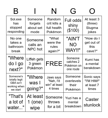 THE NOOBLOCKE RACE BINGO Card