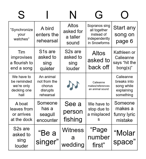 Rehearsalpalooza Bingo Card