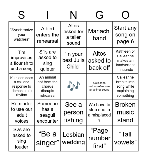Rehearsalpalooza Bingo Card