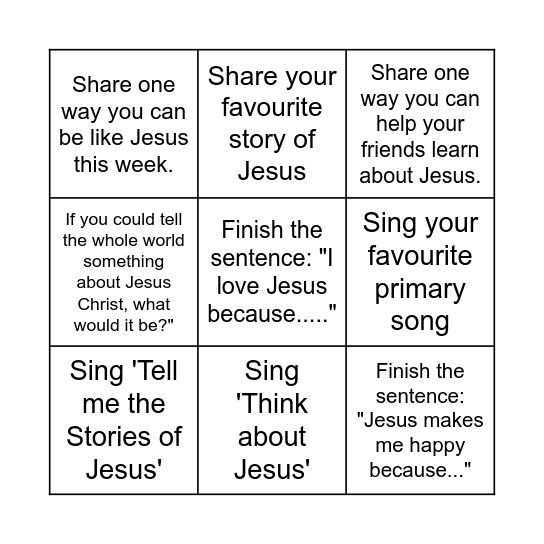 Let's Talk About Jesus Christ Bingo Card