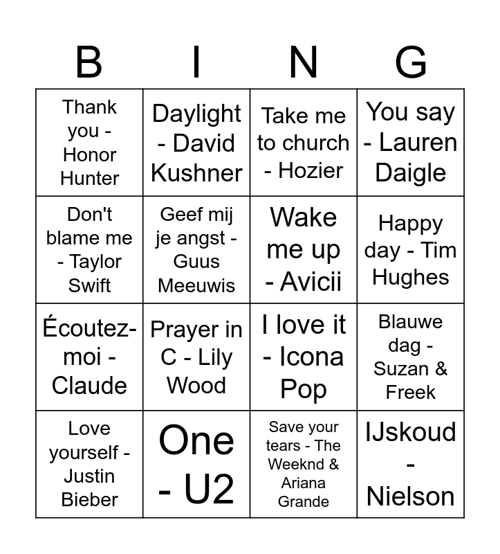 Hope Bingo Card