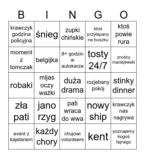 EUROWEEK SNIADECKI BINGO Card