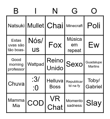 Mia bingo Card
