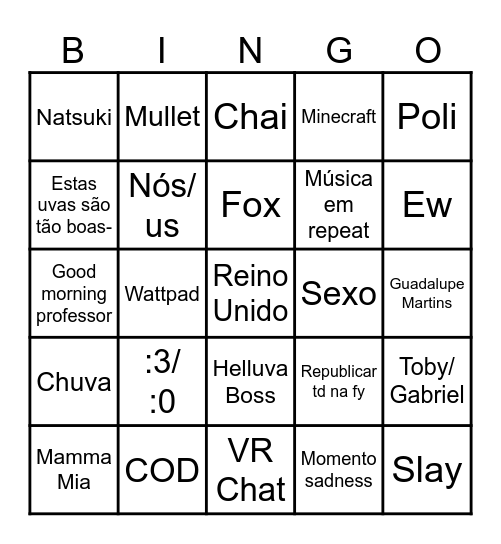 Mia bingo Card