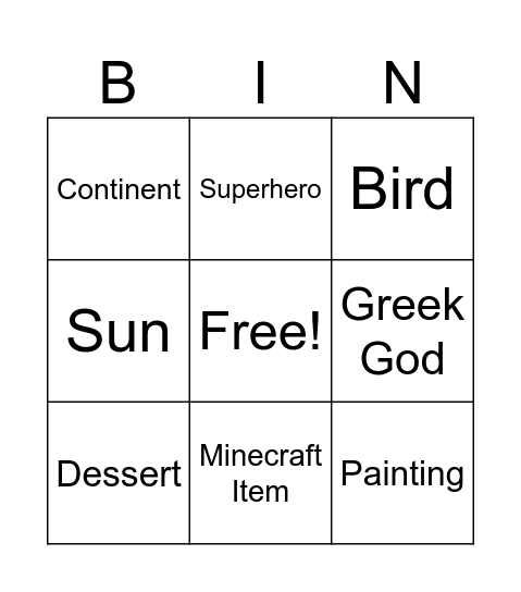 Untitled Bingo Card