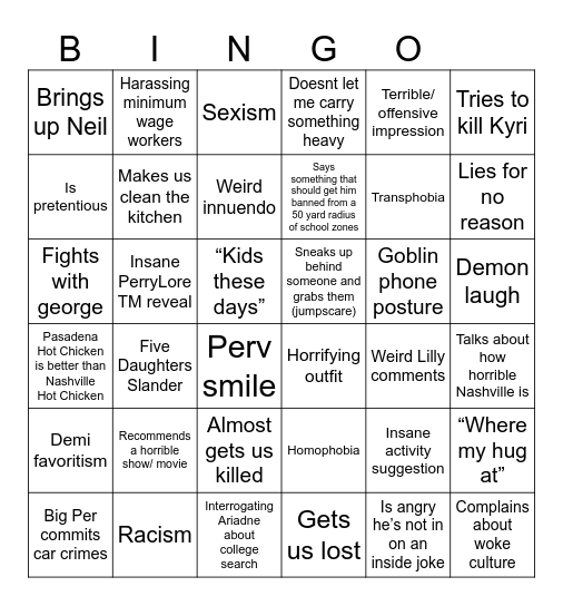 Big Per Bingo Card