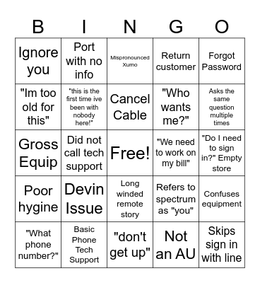 Weekend Bingo Card