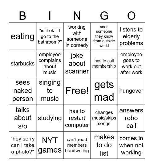LPAC Workers Bingo Card