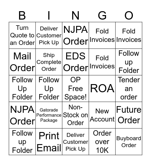 OP Bingo Card