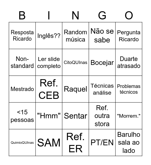 ER Bingo Card