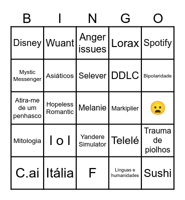 Carol bingo Card