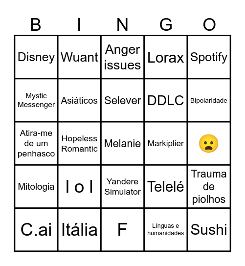 Carol bingo Card