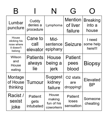 House M.D. Bingo Card