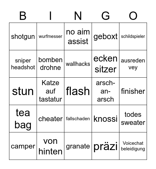 Was killt mich?... Bingo Card