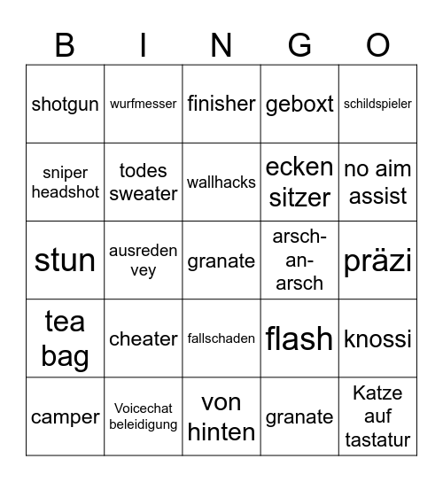 Was killt mich?... Bingo Card