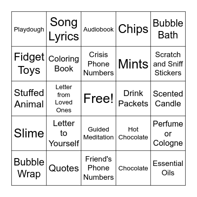 What Goes into a Hope Box? Bingo Card