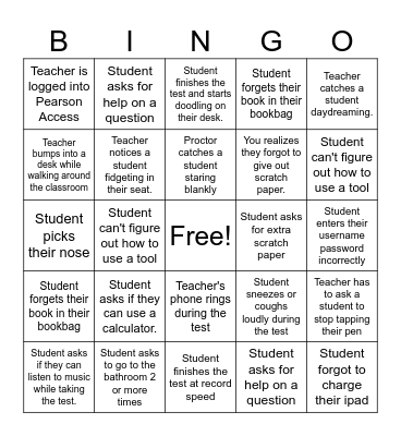 IAR Proctor Bingo Card