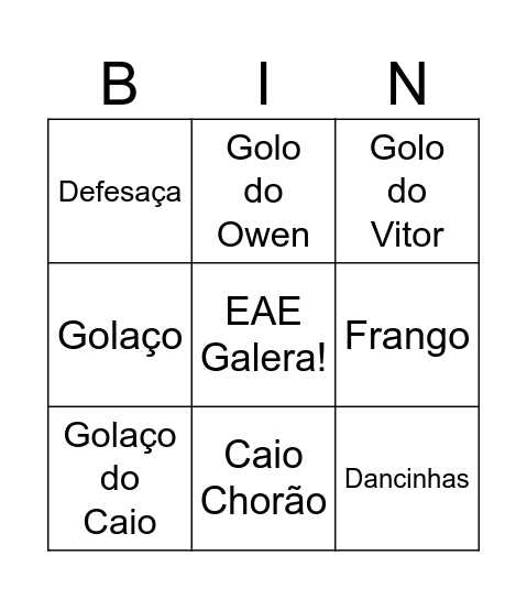 Banheiristas Bingo Card