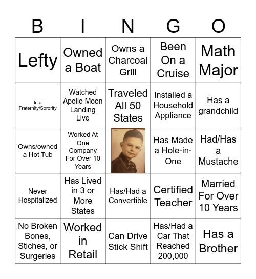 Thomas Charles Vislosky 80th Bingo Card