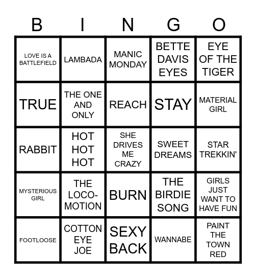 Party Bingo Card