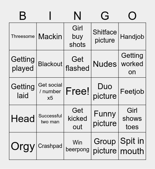 Drinking goals Bingo Card