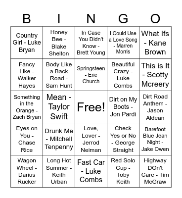 Country Trivia Time! Bingo Card