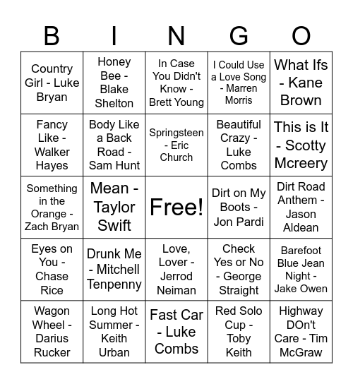 Country Trivia Time! Bingo Card