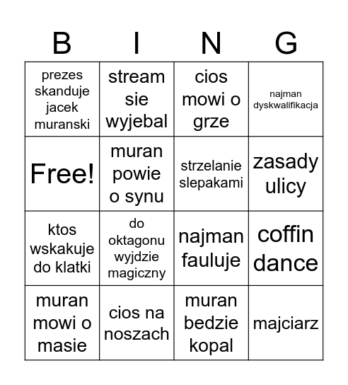 clout mma 4 bingo Card