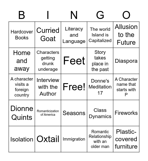 The Islands Bingo Card