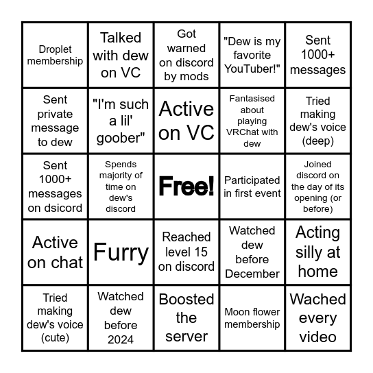 DEWPERLAND BINGO Card